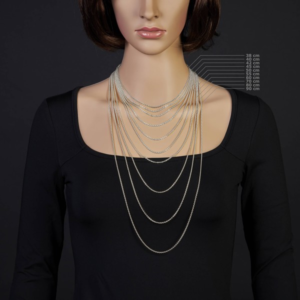 2.3mm Rundankerkette aus 750 Weißgold 42cm