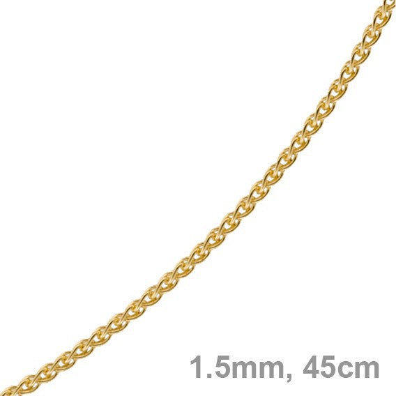 1,5mm Zopfkette aus 750 Gelbgold 45cm