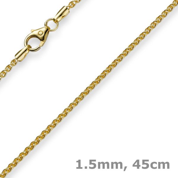 1,5mm Zopfkette aus 750 Gelbgold 45cm