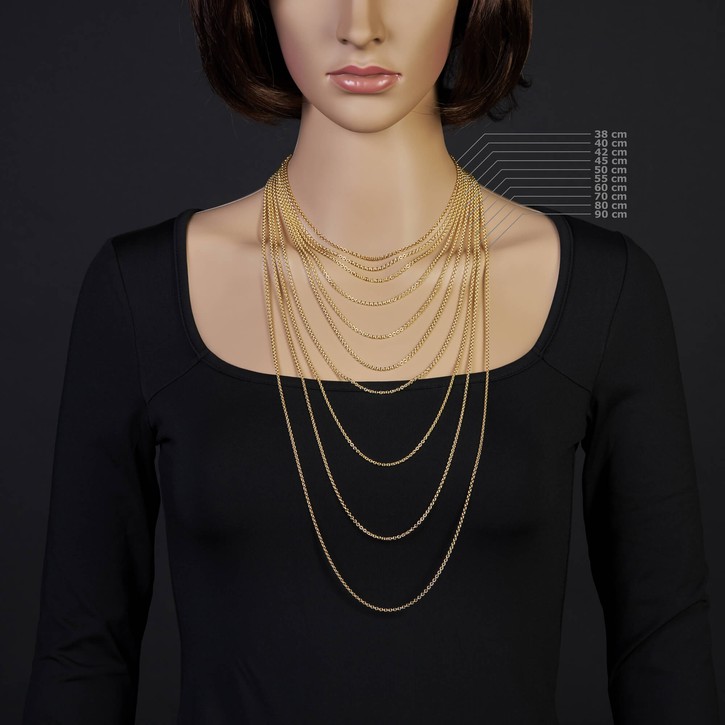 2,3mm Rundankerkette aus 750 Gelbgold 45cm