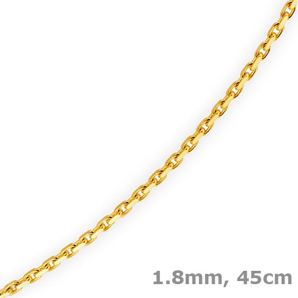 1,8mm Ankerkette aus 750 Gelbgold 45cm