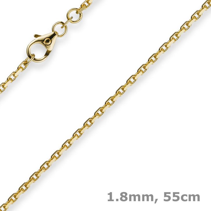 1,8mm Ankerkette aus 750 Gelbgold 55cm