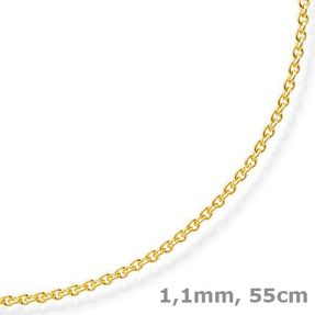 1,1mm Rund-Ankerkette 750 Gold Gelbgold Kette Collier Halskette, 55cm