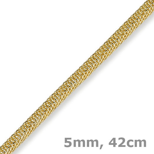 5mm Himbeere Collier aus 585 Gelbgold 42cm