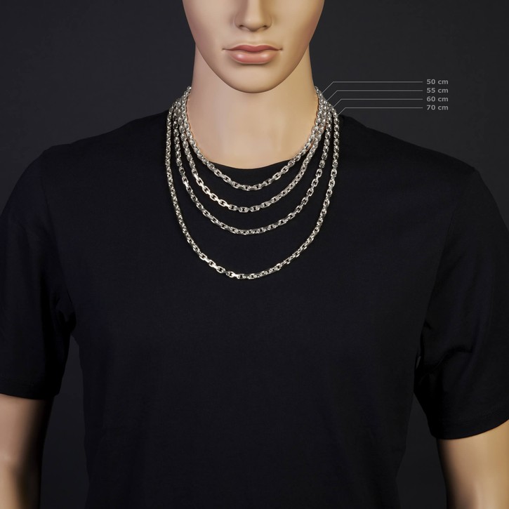 5mm Ankerkette aus 750 Weißgold 55cm