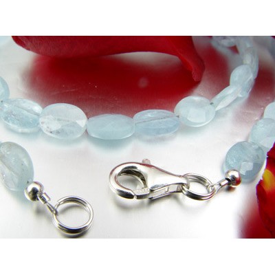 Kette aus Aquamarin facettiert 50cm
