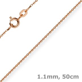1,1mm Rund-Ankerkette 585 Gold Rotgold Kette Collier Halskette, 50cm