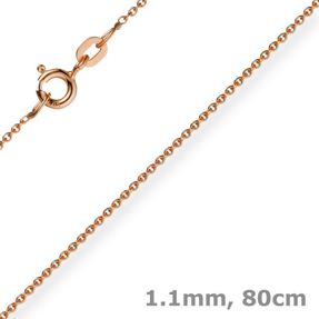 1,1mm Rund-Ankerkette 750 Gold Rotgold Kette Collier Halskette, 80cm