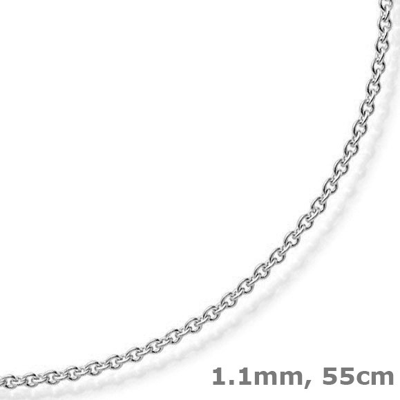 1,1mm Rund-Ankerkette aus 585 Weißgold 55cm