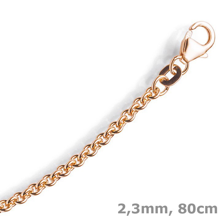 2,3mm Rund-Ankerkette aus 585 Rotgold 80cm