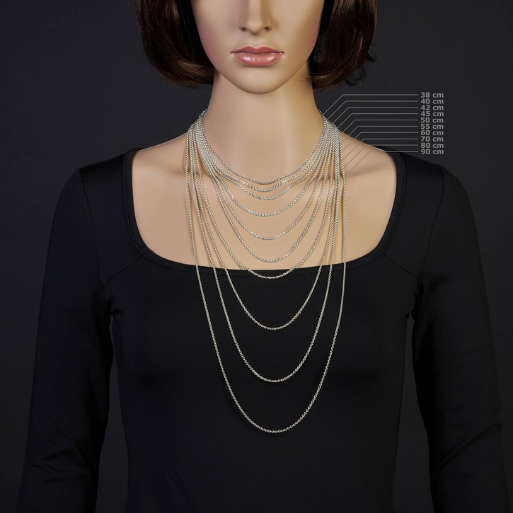 2.3mm Rundankerkette aus 585 Weißgold 70cm
