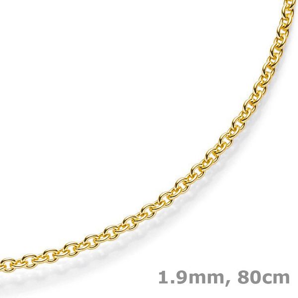 1,9mm Rund-Ankerkette aus 585 Gelbgold 80cm