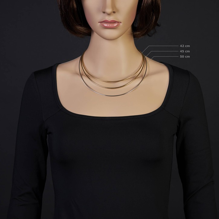 1,6mm Halsreif aus 750 Gelbgold 45cm