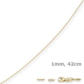 1mm Halsreif Omegareif Omegakette 750 Gold Gelbgold Goldkette 42cm abschraubbar