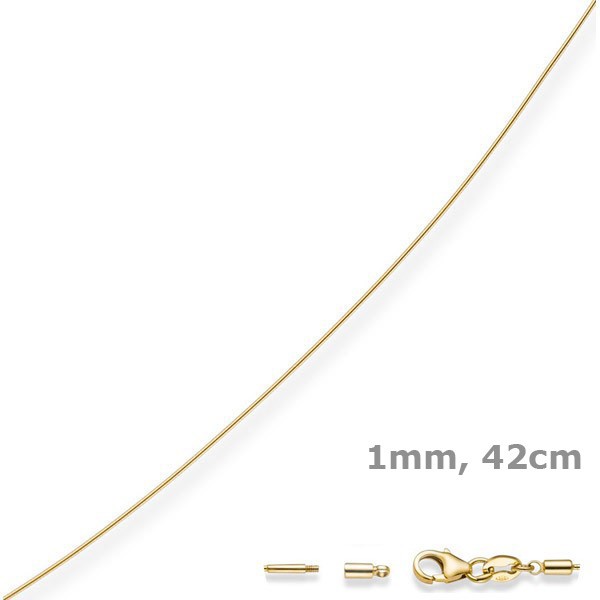 1mm Halsreif aus 750 Gelbgold 42cm