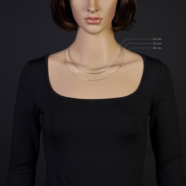 1mm Halsreif aus 750 Weißgold 45cm