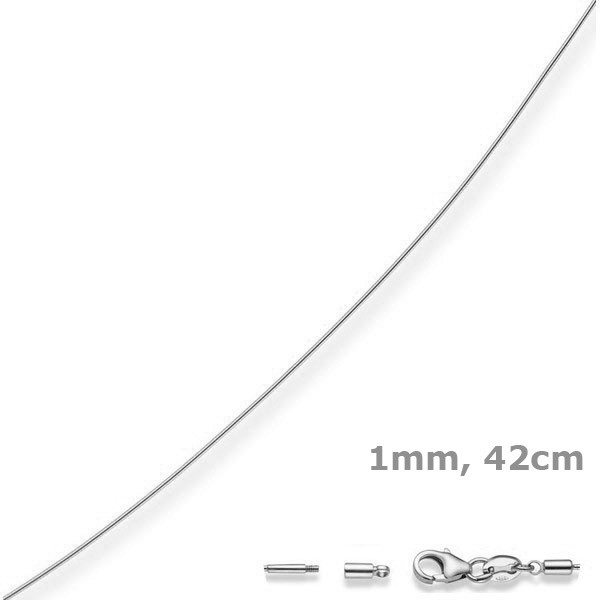 1mm Halsreif aus 750 Weißgold 42cm