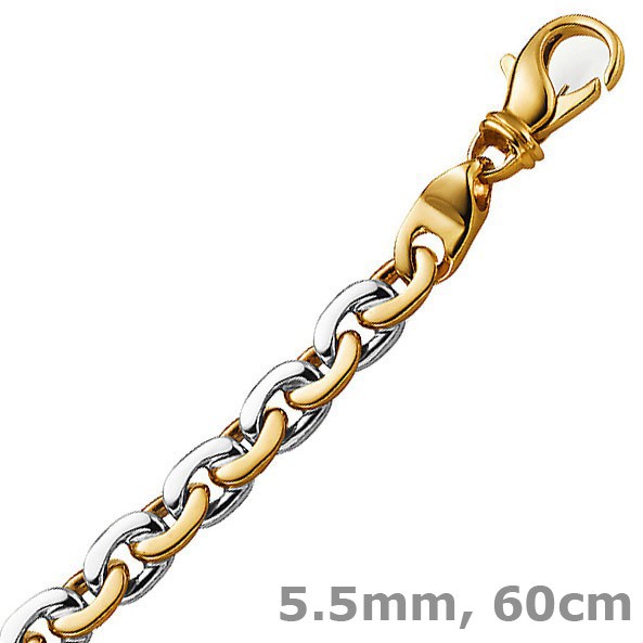 5,5mm Rundankerkette 585 Gold gelb weiß 60cm