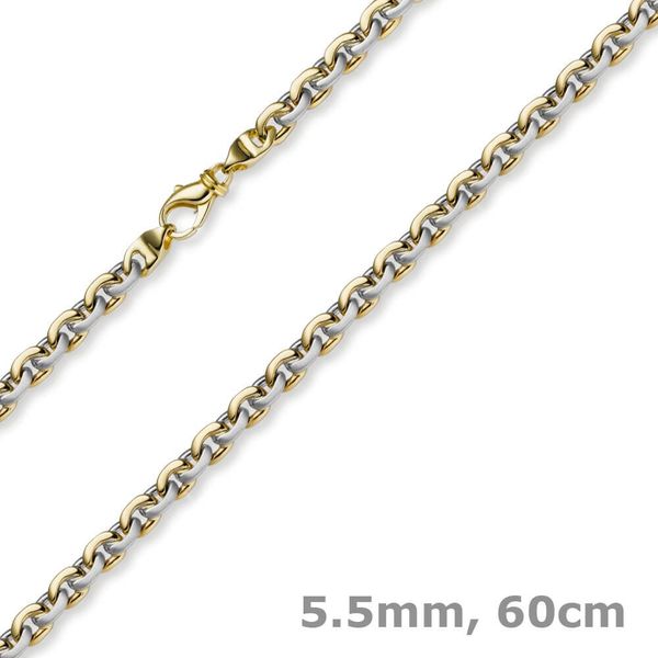 5,5mm Rundankerkette 585 Gold gelb weiß 60cm