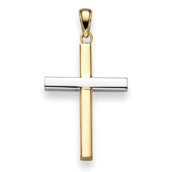 Anhänger Kreuz 30x16,5mm aus 750 Gold gelb weiß