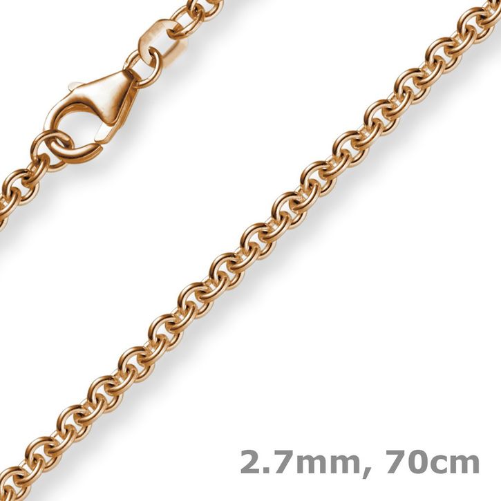 2,7mm Rundankerkette aus 585 Rotgold 70cm