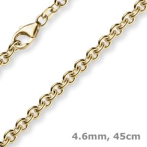 4,6mm Kette Collier Rundankerkette aus 585 Gold Gelbgold, 45cm