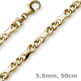 5,5mm Kette Collier Phantasiekette aus 585 Gold Gelbgold, 50cm