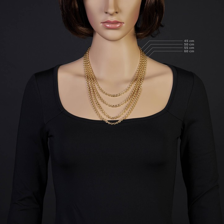 4,6mm Rundankerkette aus 750 Gelbgold 45cm