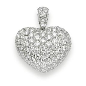 Pavé Herz Anhänger mit 109 Brillanten 2,50 Ct. TW-SI 750 Gold Weißgold