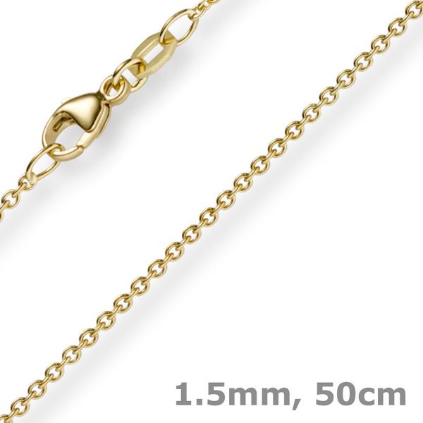 1,5mm Rund-Ankerkette aus 750 Gelbgold 50cm