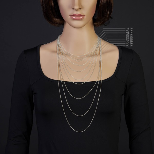 1.5mm Rund-Ankerkette aus 750 Weißgold 50cm