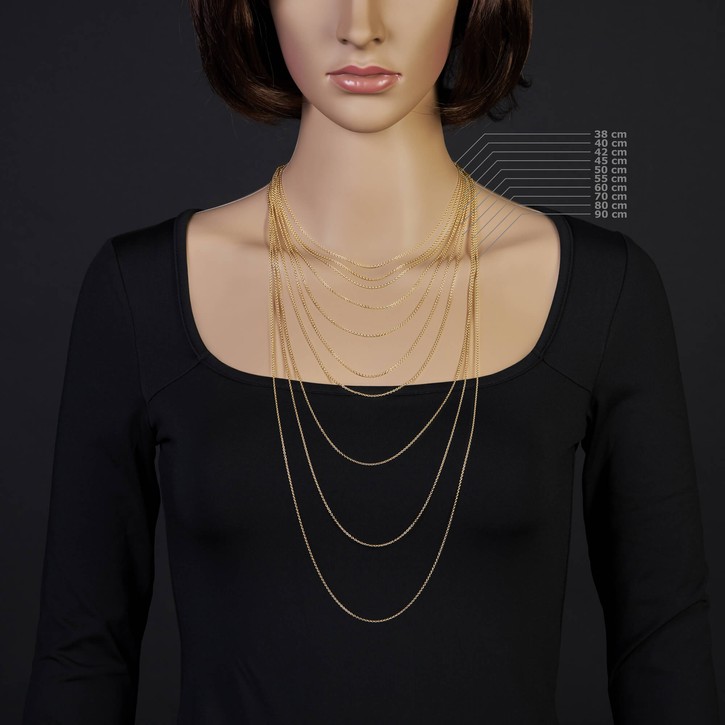 1,5mm Rund-Ankerkette aus 585 Gelbgold 45cm