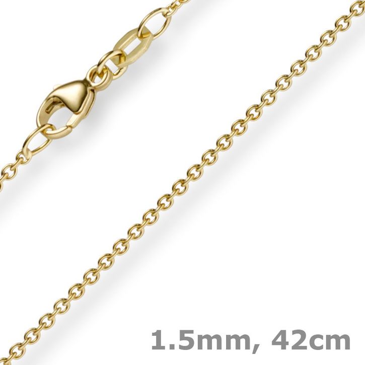 1,5mm Rund-Ankerkette aus 585 Gelbgold 42cm