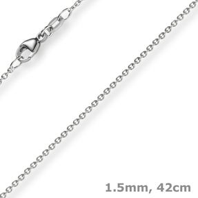 1,5mm Rund-Ankerkette aus 585 Gold Weißgold Kette Collier Halskette, 42cm