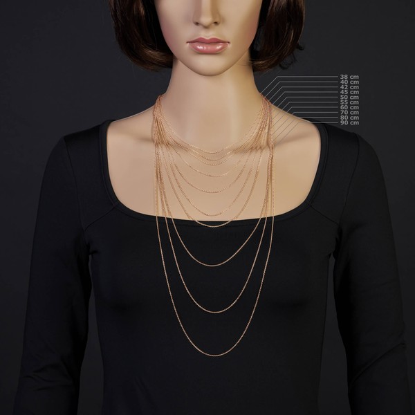 1.5mm Rund-Ankerkette aus 585 Rotgold 40cm