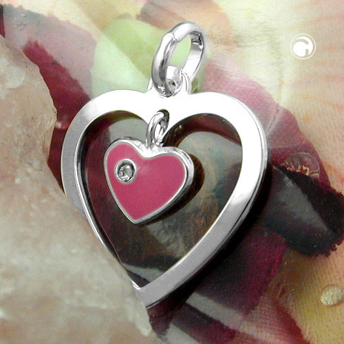 Anhänger rosa Herzchen im Herz 925 Silber
