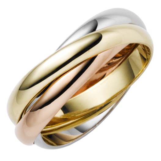 3-er Ring 3x3mm 585 Gold tricolor