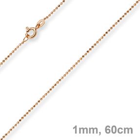 1mm Kugelkette diamantiert Kette Goldkette Halskette aus 585 Gold Rotgold, 60cm