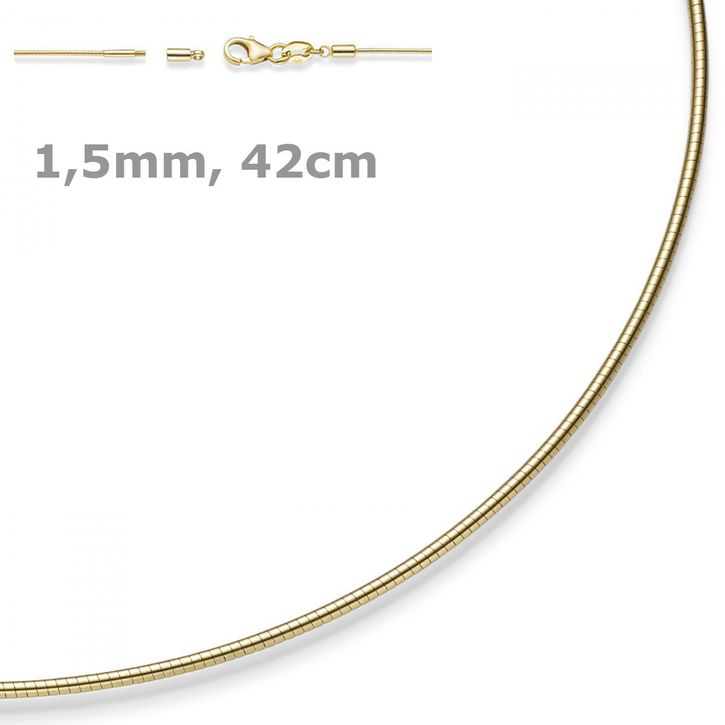 1,5mm Halsreif aus 585 Gelbgold 42cm abschraubbar