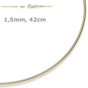 1,5mm Halsreif Omegareif Omegakette Collier 585 Gold Gelbgold 42cm abschraubbar