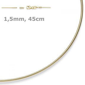 1,5mm Halsreif Omegareif Omegakette Collier 585 Gold Gelbgold 45cm abschraubbar