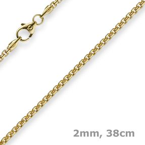 2mm Venezianerkette rund 585 Gold Gelbgold Kette Collier Halskette 38cm Damen