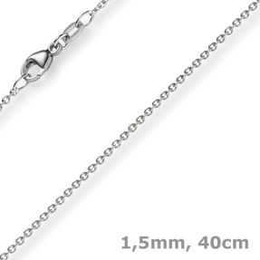 1,5mm Rund-Ankerkette aus 750 Gold Weißgold Kette Collier Halskette, 40cm