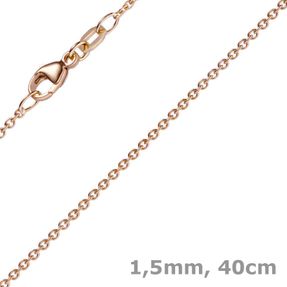 1,5mm Rund-Ankerkette aus 750 Gold Rotgold Kette Collier Halskette, 40cm