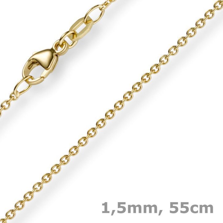 1,5mm Rund-Ankerkette aus 750 Gelbgold 55cm