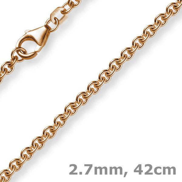 2,7mm Rundankerkette aus 585 Rotgold 42cm