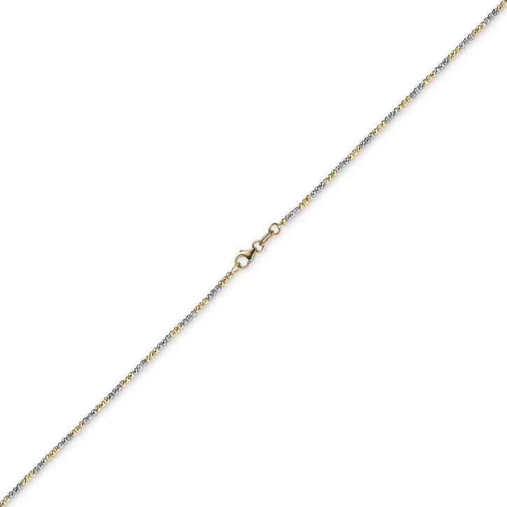 1,8mm Kugelkette 585 Gelbgold Weißgold 42cm