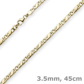 3,5mm Rockwellkette Kette Collier Halskette 585 Gold Gelbgold glänzend 45cm