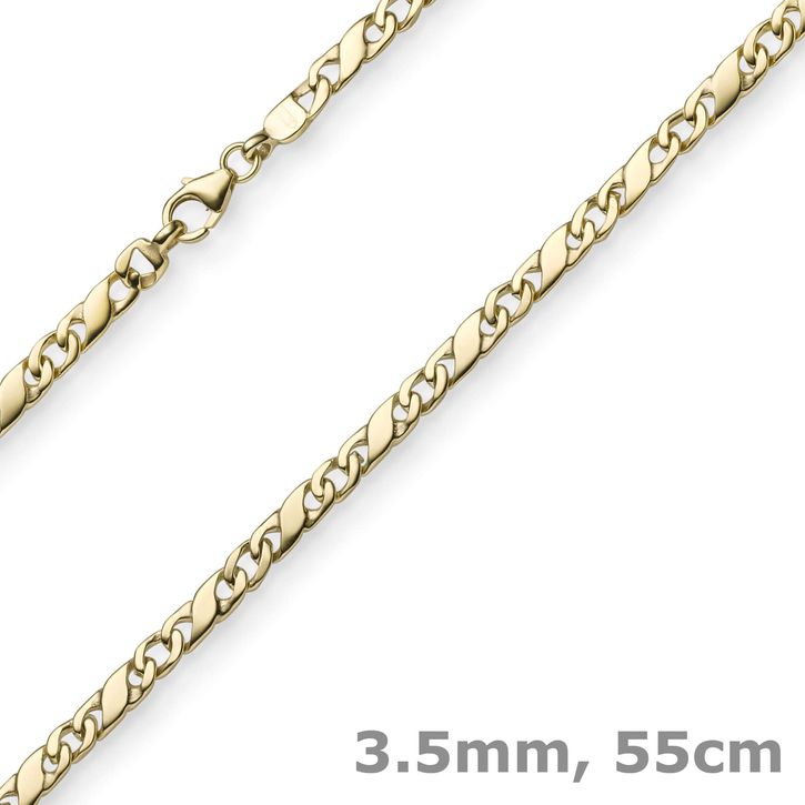 3,5mm Rockwellkette aus 585 Gelbgold 55cm