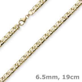 6,5mm Phantasiearmband Armkette Armschmuck 585 Gold Gelbgold glänzend 19cm